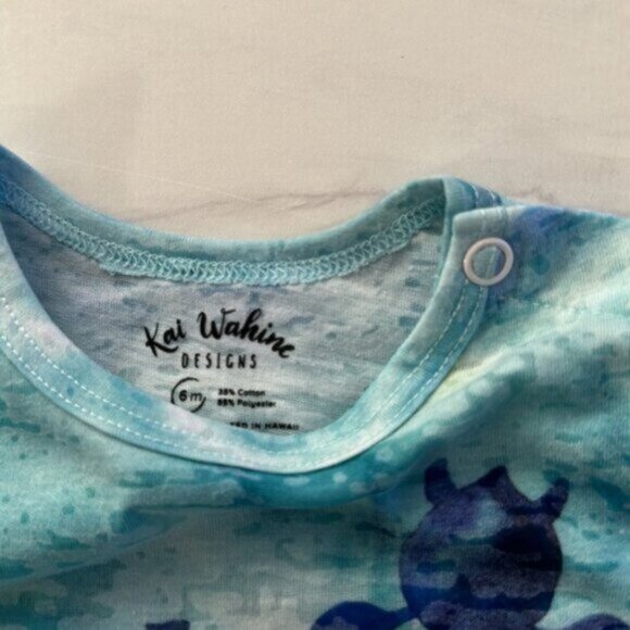 Kai Wahine Designs Aloha Mermaid Maui Hawaii Burnout Baby One Piece Size 6 Month - Picture 4 of 5